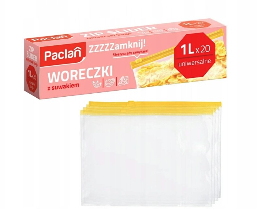 Woreczki uniwersalne z suwakiem 1L 20szt Paclan